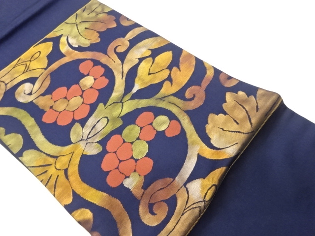 JAPANESE NAGOYA OBI / WOVEN GRAPE ARABESQUE